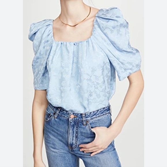 Rachel Comey Capa Puff Shoulder Baby Blue Top - Picture 2 of 11